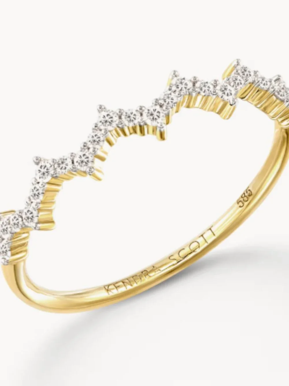 Kendra Scott 0.2 ct Finley 14k Yellow Gold Band Ring in White Diamond Size 7